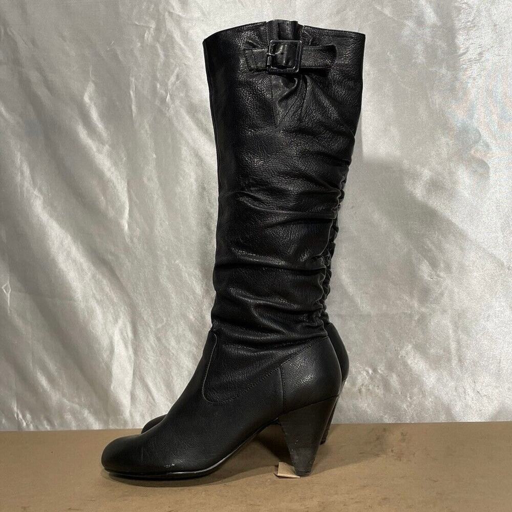 Nine West Black Leather Slouch Knee High Fashion Boots Womenβs Sz 6.5 M